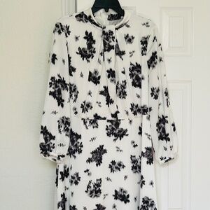Ann Taylor Ikat Floral Mock Neck Flare Dress! Size 14!